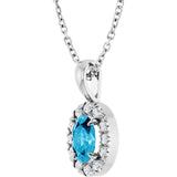 Platinum Emerald Natural Aquamarine Halo-Style Necklace or Pendant - view 5