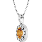Platinum Emerald Natural Citrine Halo-Style Necklace or Pendant - view 5