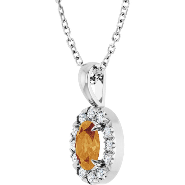 Platinum Emerald Natural Citrine Halo-Style Necklace or Pendant - view 5