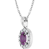 Platinum Emerald Lab-Grown Alexandrite Halo-Style Necklace or Pendant - view 5
