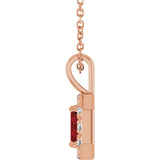 14K Gold Emerald Natural Mozambique Garnet Halo-Style Necklace or Pendant - Rose Gold - view 6