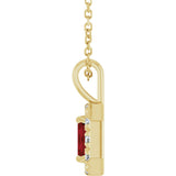 14K Gold Emerald Natural Mozambique Garnet Halo-Style Necklace or Pendant - Yellow Gold - view 6
