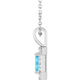 14K Gold Emerald Natural Aquamarine Halo-Style Necklace or Pendant - White Gold - view 6