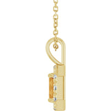 14K Gold Emerald Natural Citrine Halo-Style Necklace or Pendant - Yellow Gold - view 6