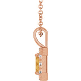 14K Gold Emerald Natural Citrine Halo-Style Necklace or Pendant - Rose Gold - view 6