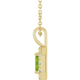 14K Gold Emerald Natural Peridot Halo-Style Necklace or Pendant - Yellow Gold - view 6
