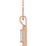 14K Gold Emerald Natural White Sapphire Halo-Style Necklace or Pendant - Rose Gold - view 6