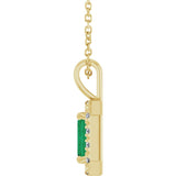 14K Gold Emerald Lab-Grown Emerald Halo-Style Necklace or Pendant - Yellow Gold - view 6