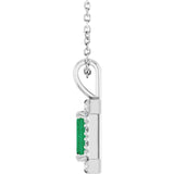 Platinum Emerald Natural Emerald Halo-Style Necklace or Pendant - view 6