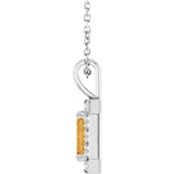 14K Gold Emerald Natural Citrine Halo-Style Necklace or Pendant - White Gold - view 6