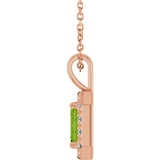 14K Gold Emerald Natural Peridot Halo-Style Necklace or Pendant - Rose Gold - view 6