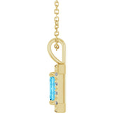 14K Gold Emerald Natural Aquamarine Halo-Style Necklace or Pendant - Yellow Gold - view 6