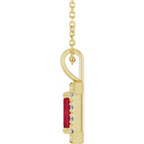 14K Gold Emerald Natural Ruby Halo-Style Necklace or Pendant - Yellow Gold - view 6