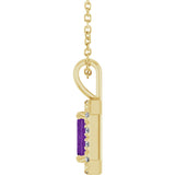 14K Gold Emerald Natural Amethyst Halo-Style Necklace or Pendant - Yellow Gold - view 6