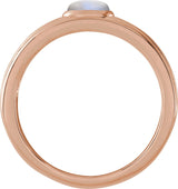 14K Gold Oval Natural Rainbow Moonstone Cabochon Ring – 5x3mm - Rose Gold - view 2