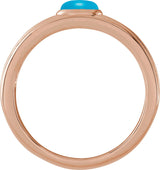 14K Gold Oval Natural Turquoise Cabochon Ring – 5x3mm - Rose Gold - view 2