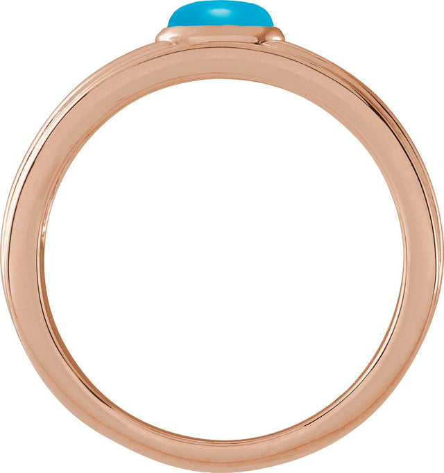 14K Gold Oval Natural Turquoise Cabochon Ring – 5x3mm - Rose Gold - view 2
