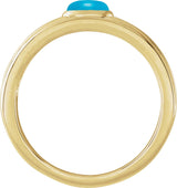 14K Gold Oval Natural Turquoise Cabochon Ring – 5x3mm - Yellow Gold - view 2