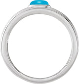 14K Gold Oval Natural Turquoise Cabochon Ring – 5x3mm - White Gold - view 2