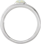 Platinum Oval Natural White Opal Cabochon Ring – 5x3mm - view 2
