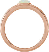 14K Gold Oval Natural White Opal Cabochon Ring – 5x3mm - Rose Gold - view 2