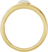 14K Gold Oval Natural White Opal Cabochon Ring – 5x3mm - Yellow Gold - view 2
