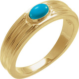 14K Gold Oval Natural Turquoise Cabochon Ring – 5x3mm - Yellow Gold
