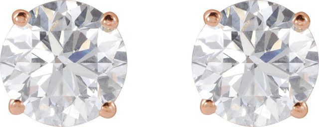 14K Gold Lab-Grown Diamond Round 4-Prong Lightweight Stud Earrings – 2.5-7.25mm Stones - Rose Gold - view 8
