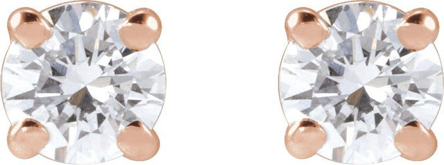 14K Gold Lab-Grown Diamond Round 4-Prong Lightweight Stud Earrings – 2.5-7.25mm Stones - Rose Gold - view 8