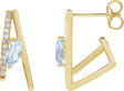 14K Gold Marquise Natural Sky Blue Topaz & Natural Diamond Accented Earrings