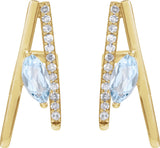 14K Gold Marquise Natural Sky Blue Topaz & Natural Diamond Accented Earrings - view 3
