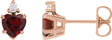 14K Gold Natural Mozambique Garnet & Natural Diamond Accented Heart Earrings – 6x6mm - Rose Gold