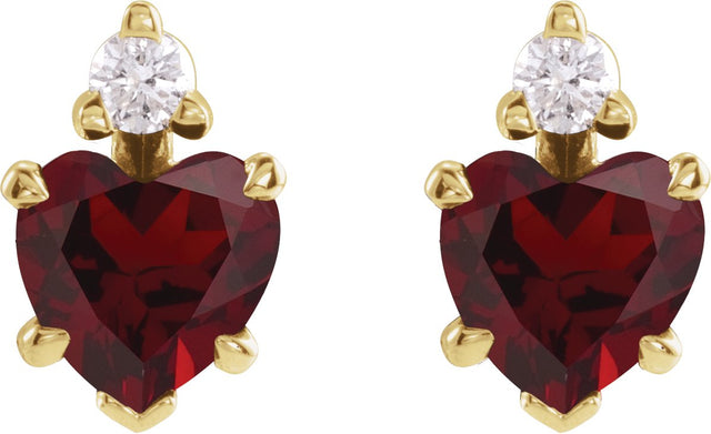 Platinum Natural Mozambique Garnet & Natural Diamond Accented Heart Earrings – 6x6mm - view 4