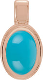 14K Gold Natural Turquoise Oval Bezel-Set Cabochon Pendant - Rose Gold