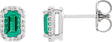 Platinum Emerald Lab-Grown Emerald & Natural Diamond Halo-Style Earrings