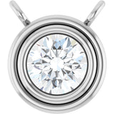 Platinum Lab-Grown Diamond Round Bezel-Set Necklace