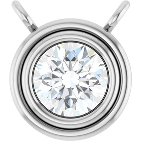 14K Gold Lab-Grown Moissanite Round Bezel-Set Necklace - White Gold