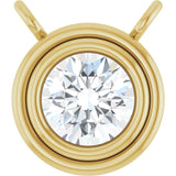 14K Gold Natural Diamond Round Bezel-Set Necklace - Yellow Gold
