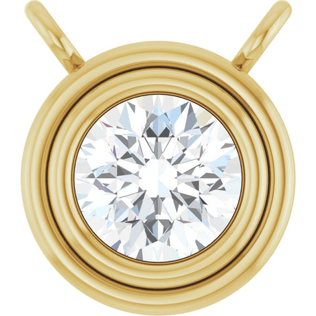 14K Gold Lab-Grown Diamond Round Bezel-Set Necklace - Yellow Gold