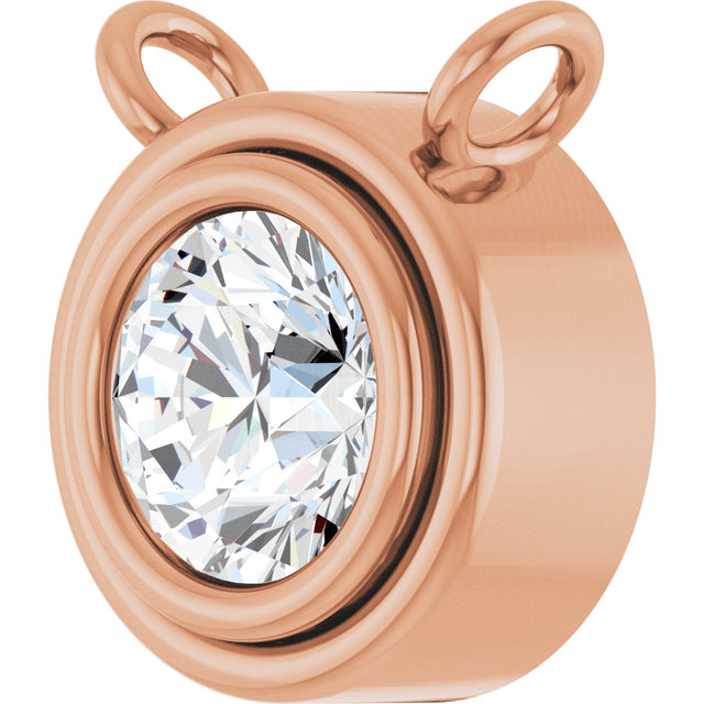 14K Gold Lab-Grown Diamond Round Bezel-Set Necklace - Rose Gold - view 2