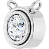 14K Gold Natural Diamond Round Bezel-Set Necklace - White Gold - view 2