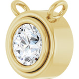 14K Gold Natural Diamond Round Bezel-Set Necklace - Yellow Gold - view 2
