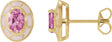 14K Gold Oval Natural Pink Tourmaline Solitaire Stud Earrings