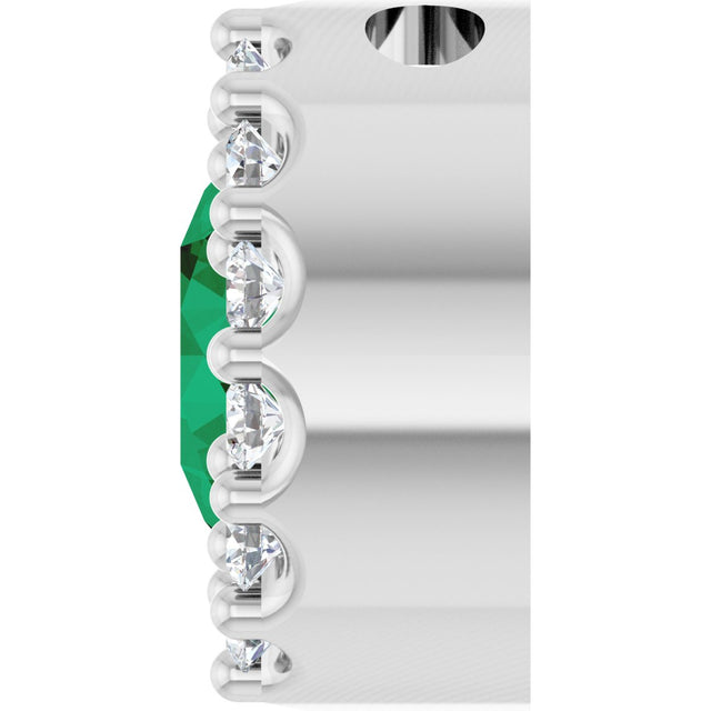 14K Gold Round Lab-Grown Emerald Halo-Style Pendant – up to 1/10 CTW - White Gold - view 6