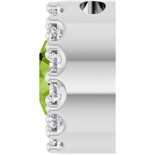14K Gold Round Natural Peridot Halo-Style Pendant - White Gold - view 6