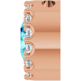 14K Gold Round Natural Blue Zircon Halo-Style Pendant - Rose Gold - view 6