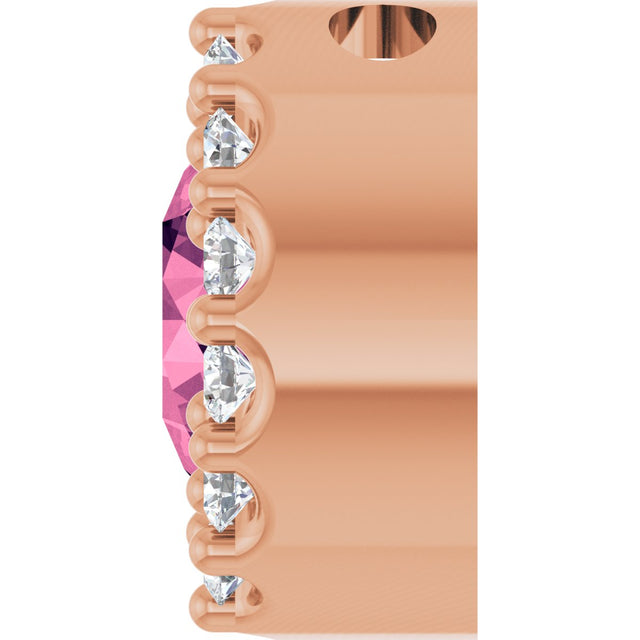14K Gold Round Natural Pink Tourmaline Halo-Style Pendant - Rose Gold - view 6