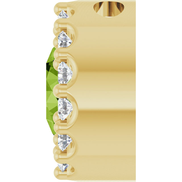 14K Gold Round Natural Peridot Halo-Style Pendant - Yellow Gold - view 6