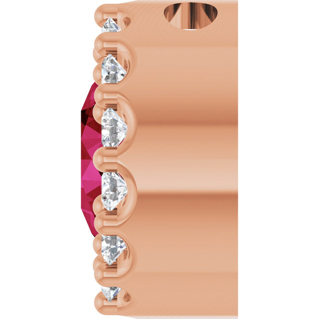 14K Gold Round Lab-Grown Ruby Halo-Style Pendant – up to 0.08 CTW - Rose Gold - view 6