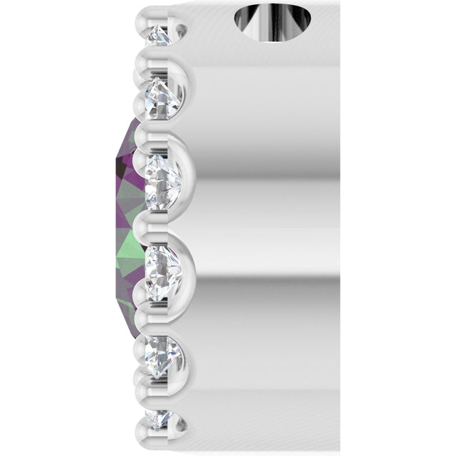 14K Gold Round Lab-Grown Alexandrite Halo-Style Pendant - White Gold - view 6